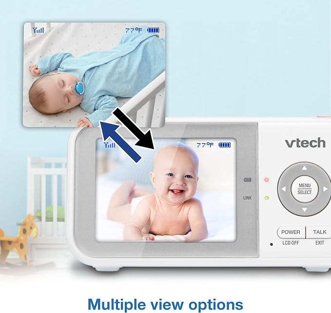 VTech Baby Monitor No WiFi, 2 Cameras & Remote Pan-Tilt-Zoom for Twins & Two Rooms – Hack-Proof, 19Hr Battery, 1000ft Range, Auto Night Vision, Temperature Sensor | VM923-2