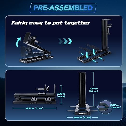 Reashy Hotas Mount, Joystick Mount, Aluminum Flight Stick Desk Mount for Logitech X56, X52, X52 Pro, Thrustmaster T.1600M, TCA, T.Flight Hotas One, 4, X, Airbus, VKB Gladiator Nxt