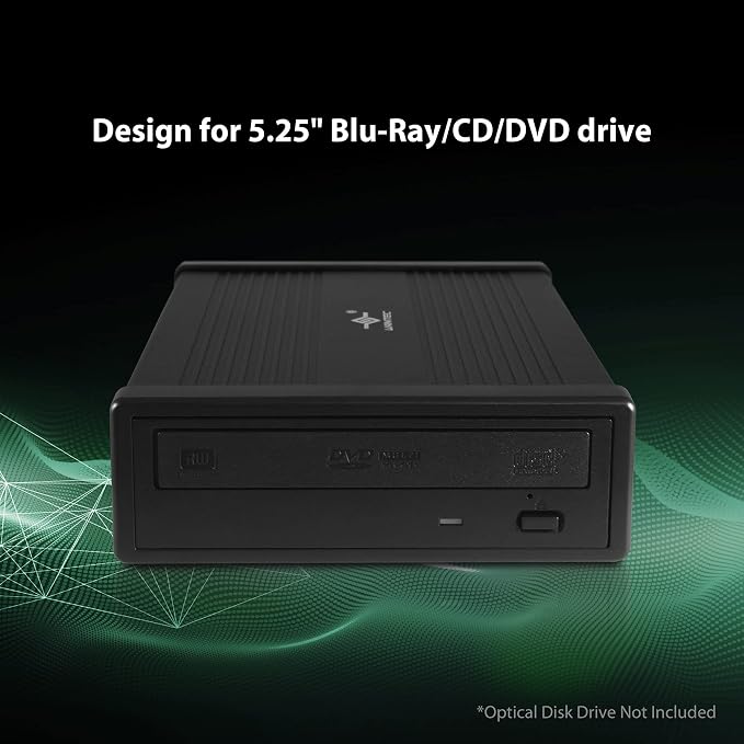 NexStar DX2 USB 3.0 External Enclosure, Design for 5.25" Blu-Ray/CD/DVD SATA Drive, 2nd Gen DX, Aluminum Alloy, fit Any Depth Optical Drive, TAA Compliant, USB Hot swappable (NST-540S3-BK)