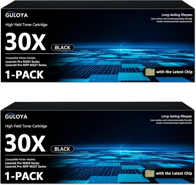 30X CF230X Black Toner Cartridge High Yield 2-Pack with Chip: 30X Toner Cartridge Replacement for HP30X CF230X Black Toner Works with Laser Pro M203dn M203dw Pro MFP M227fdn M227sdn M227fdw Printer