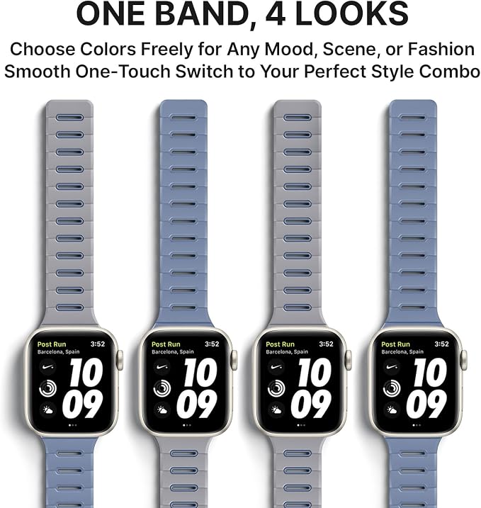 Bandletic Reversible Magnetic Band Compatible with Apple Watch Bands for Women 40mm 41mm 42mm(Series 11 10) 38mm Men, Soft Waterproof Strong Magnet Sports Strap for iWatch Series 9 8 7 6 5 4 SE 3 2 1