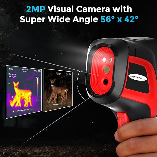 Handheld Thermal Imaging Camera with 2MP Visual Camera, 512x384 Super Resolution, NeoTamarix Thermal Camera 256x192 IR Resolution with 32GB SD Card, Video Recording & PC 2D/3D Analysis Supported