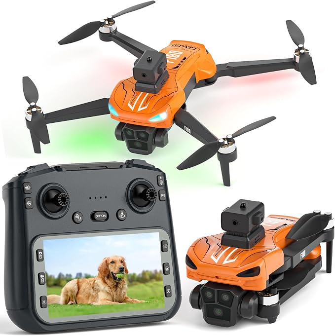 F180 Drones with 4K Camera Adults 4.5" LCD RC Screen, Follow Me Professional Drone GPS Auto Return Home, 5GHz FPV Real-Time RC Quadcopter Dron for Beginner, SD Card, Long Flight Time Under 249g | drone with camera