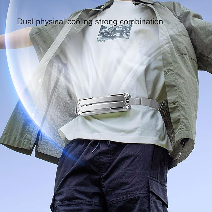 flexman Portable Waist Fan, ABS Wearable Waist Fan, Three Air Speeds 8000 mAh Battery Operated Wearable Personal Fan, Rechargeable Belt Fan (Silver Gray)