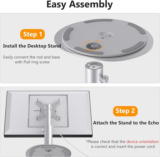 Laivli Rotating Stand for Echo Show 15 (Gen 1, Gen 2) and Show 21, Silver Aluminum Mount with Rotating Base, 4-Level Height Adjustable and Tiltable Holder, Easy Installation for Show 21/15 (Rotatable)
