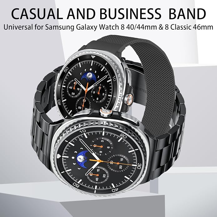 GOLDTOLUCK No Gap Stainless Steel Band Compatible with Samsung Galaxy Watch 8 7 6 5 4 Classic FE Pro Ultra 40mm 44mm 46mm 43mm 47mm 45mm 42mm Replacement Men Women Milanese Metal Elegant Casual