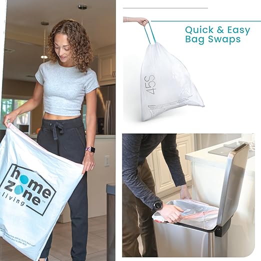 Home Zone Living 12 Gallon Slim Kitchen Trash Can with Soft Close Lid, Step Pedal, Bag Tuck Band, and Removable Liner, Stainless Steel, Steel Blue