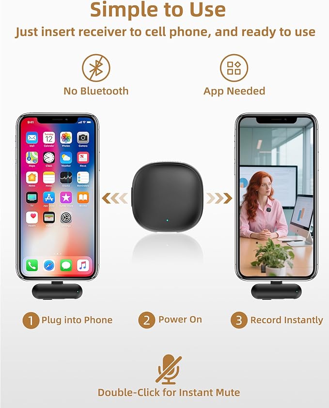 Phone Microphone AI Noise Filter - Wireless Lavalier Microphones for iPhone 17 Android with Charging Case Lapel Mic for Content Creators Video Audio Recording (Black, NV36 with USB Adapter)