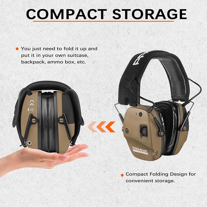 PROHEAR Ear Protection Safety Earmuffs for Shooting Noise Reduction Slim Hearing Protector