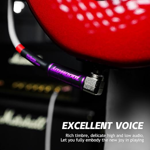 15ft Guitar Cable, 1/4 Inch Straight/Angle Instrument Cable, Electric Cord Amp Cord for Bass Amp and Instruments (CC Silver Gray Braided)