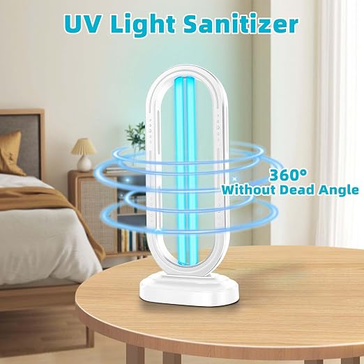 Feefir UV Light Sanitizer,4-Speed Timing and Remote Control | UVC Home Disinfection Device,Ultraviolet Light Sanitizer for Dust Mites,UV Lamp for Whole Room,White