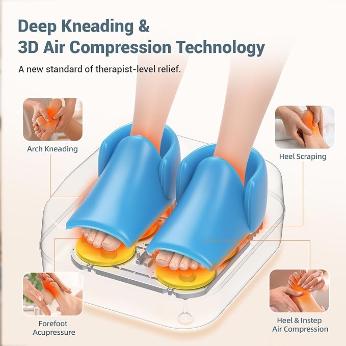 MOUNTRAX Foot Massager with Heating, Compression, Deep Shiatsu Kneading Electric for Plantar Fasciitis, Neuropathy, Improve Circulation and Pain Relief for Father and Mother's Day Gifts