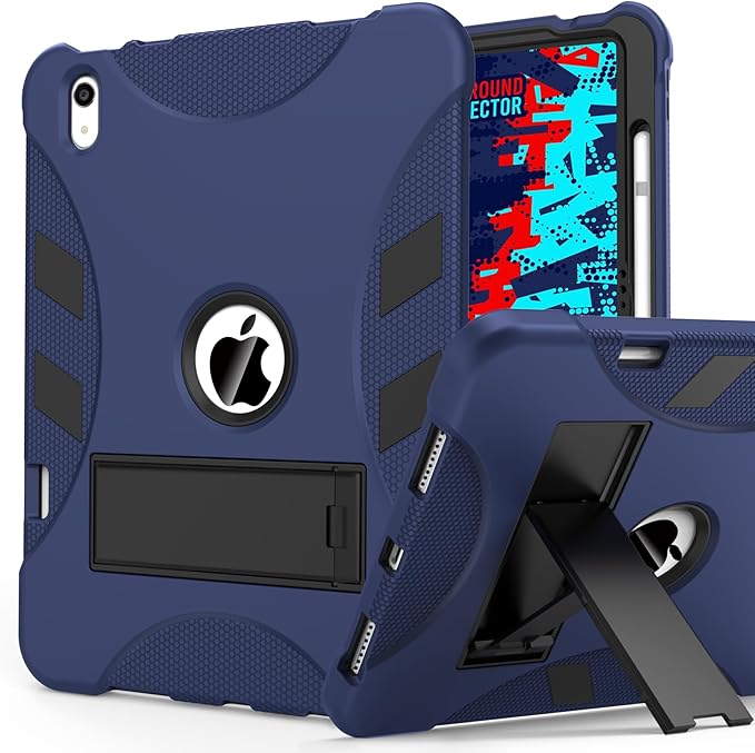 Rantice Case for iPad (A16) 11th Generation 11 Inch 2025 / iPad 10th Generation 10.9 Inch, Heavy Duty Military Grade Shockproof Protective i Pad Case with Kickstand & Pencil Holder, DarkBlue+Black
