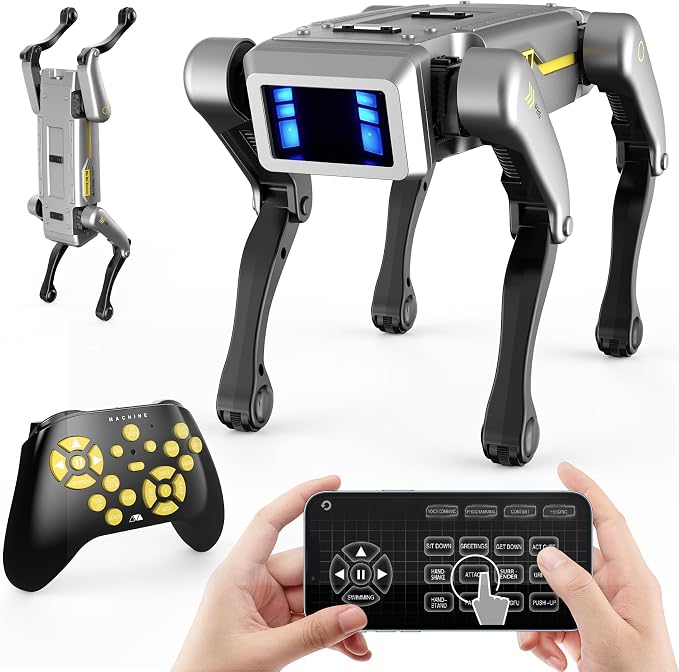 Smart Robot Dog for Kids, AI Programmable STEM Toy with 25+ Actions and Voice/Remote/App Control, Rechargeable Electronic Pet Gift for Boys & Girls Ages 6+(iOS & Android (Grey)