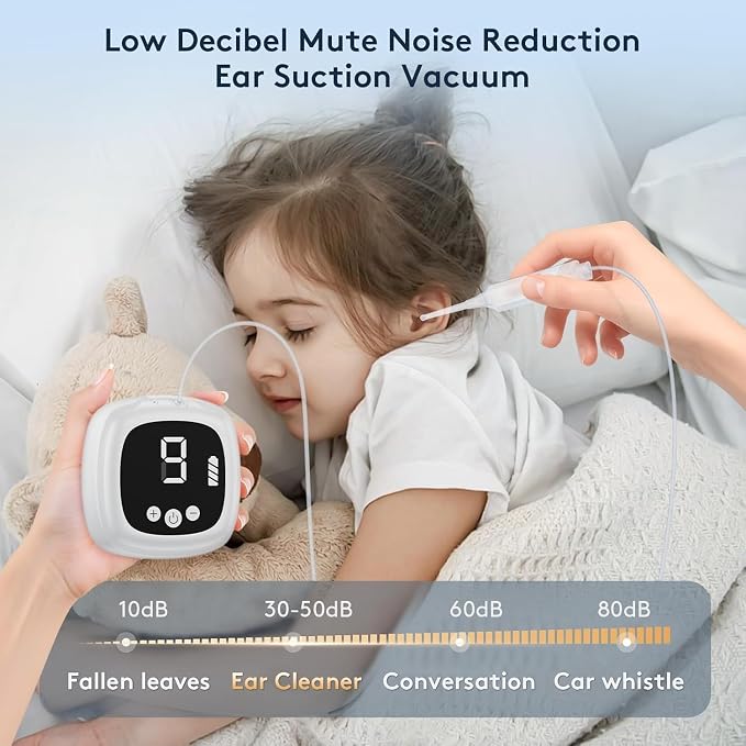 Ear Vacuum Wax Removal Kit, 9 Adjustable Strong Suction Levels Electric Ear Wax Vacuum Cleaner, Reusable Ear Suction Device for Adults Kids Home & Travel