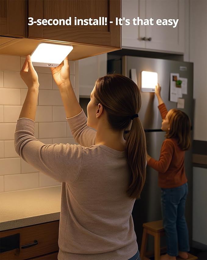 Combuh Battery Operated Ceiling Light, Rechargeable Motion Sensor Lighting with Remote, 3 Colors Waterproof Magnetic Cordless Lamp for Closet, Shower, Pantry, Garage, Hallway, 7.87Inch, Square