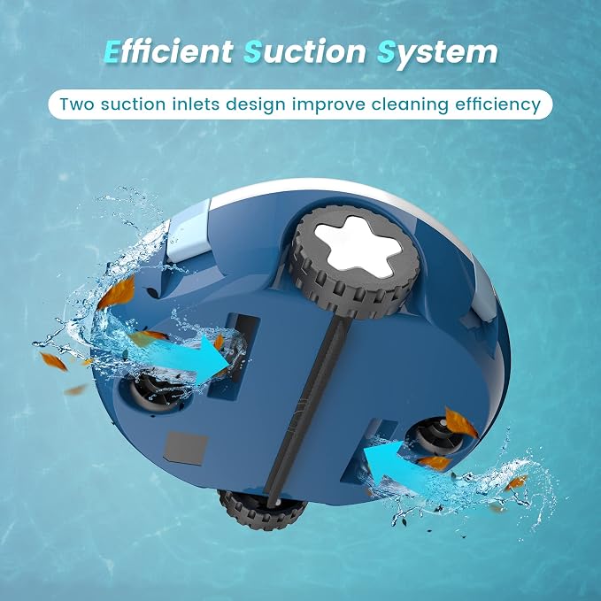 Y10 Robotic Pool Cleaner, Cordless Pool Vacuum with High Efficiency Dual Suction Power, 130 Mins Runtime, Self-Parking & Smart Navigation Pool Vacuum Robot for Above-Ground & Flat Inground Pools