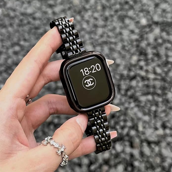 Slim Metal Band Compatible with Apple Watch Bands for Women, Series 11/10/9/8/7/6/5/4/3/2/1/SE, 46/42mm (S11/10), 45/44/42mm, 41/40/38mm Stainless Steel Bracelet