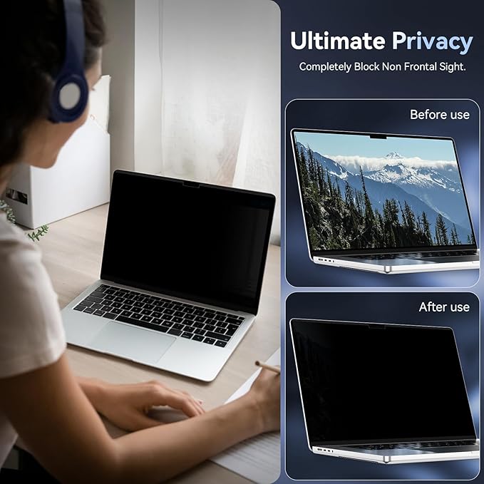 Magnetic Privacy Screen Protector Compatible With MacBook Pro 14 Inch (2021-2026, M1, M2, M3, M4, M5), Removable Anti Spy Blue Light Glare Shield, Laptop Privacy Filter for Mac Pro 14.2in