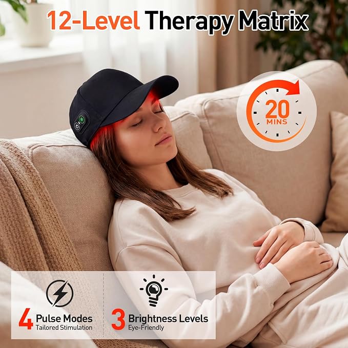 Red Light Therapy for Hair Growth with 660nm & 850nm Wavelength,Laser Hair Growth Cap with Adjustable Light Levels, Wireless and Rechargeable Hair Regrowth Cap for Men and Women