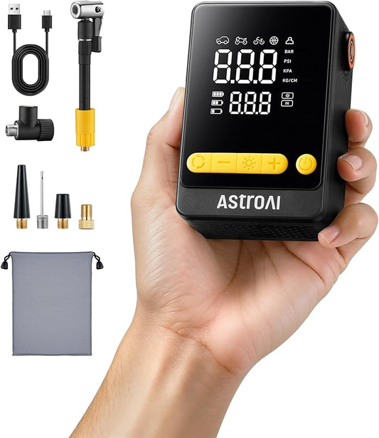 AstroAI Bike Pump, 12s Fast Inflate Electric Bicycle Pump, 150PSI Tire Inflator Portable Air Compressor with Tire Pressure Gauge & LED Light, L10 Mini Air Pump Suitable for Car Tires,Bikes,Motorcycles