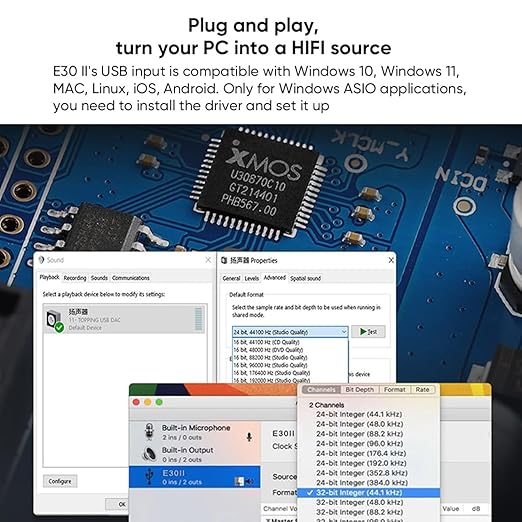 Topping E30II Digital to Analog Audio Converter, HiFi USB DAC 2 x AK4493S XU208 DSD512 32Bit/768kHz USB/Optical/Coaxial to L/R RCA Analog Audio Converters