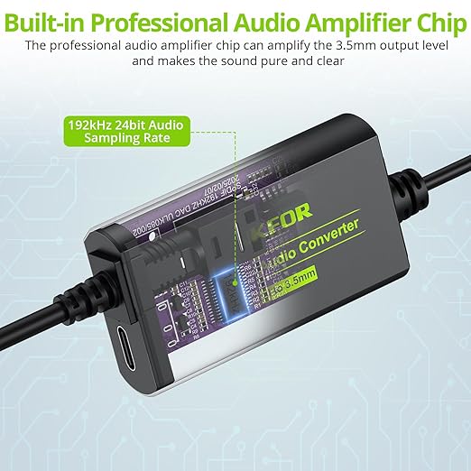 LiNKFOR 192kHz DAC Converter SPDIF to 3.5mm AUX Digital to Analog Audio Converter Optical Toslink to 3.5mm Audio Adapter with Optical Cable for HDTV Blu Ray DVD Amps