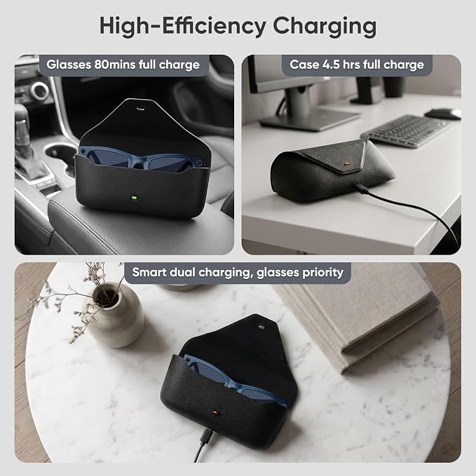 Portable Charging Case for Ray-Ban Meta Headliner/Skyler/Wayfarer & Oakley Meta HSTN, Smart Glasses Replacement Charger Dock with LED Indicator