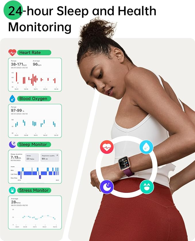 Smart Watches for Women, 1.83" Alexa Smart Watch for Android Phones & iPhones with Calls/Messages, 120+ Sport Modes Fitness Watches for Women Men with Heart Rate Monitor, Sleep/Activity/Health Tracker