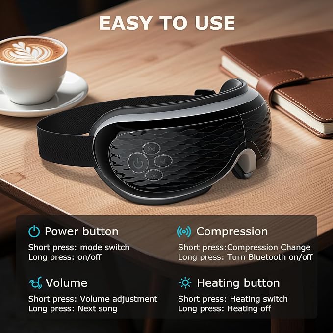 ALLJOY Eye Massager with Heat and Cooling, Lightweight Eye Massager with Removable Gel Mask, Birthday Gifts for Women Men Her Him Eye Care Devices for Migraine, Reduce Dry Eyes