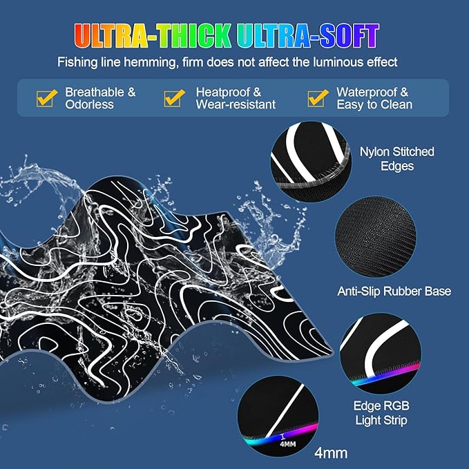 RGB Mouse Pad with Foldable Phone Stand & Wireless Charger, 31.5"x11.8" XL Gaming Mousepad Large Desk Mat, Desk Pad with Dual Charging for Phone & AirPods | 11 Colors & 5 Modes | Waterproof