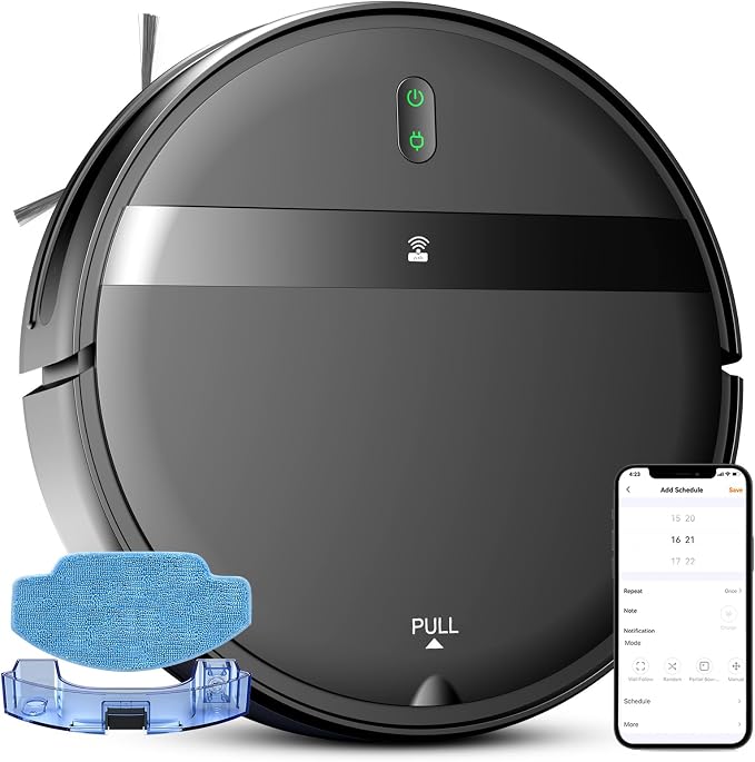 Kilgone Robot Vacuum Mop Combo, WiFi/App/Alexa, Self-Charging, Quiet, Tangle-Free Suction Robot Vacuum Cleaner for Pet Hair/Carpet/Hard Floor