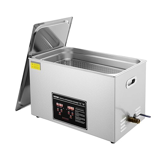 VEVOR Ultrasonic Cleaning with Digital Timer & Heater, Professional Ultra Sonic Jewelry Cleaner, Stainless Steel Heated Cleaning Machine for Glasses Watch Rings Small Parts Circuit Board (30L)