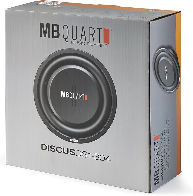 MB Quart DS1-304 Discus Shallow Mount Subwoofer (Black) – 12 Inch Subwoofer, 600 Watt, Car Audio, 2 Inch Voice Coils, UV Rubber Surround, Best in Sealed Enclosures