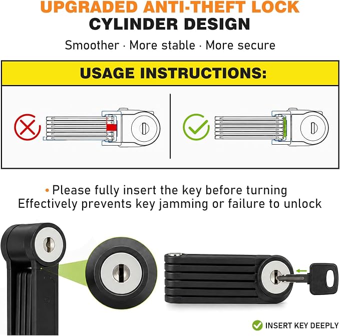 2 Pack Heavy Duty Folding Bike Locks, 34" Foldable Bicycle Lock with 8 Keys & Mounting Brackets, Alloy Steel Anti Theft Bike Lock for Electric Bike, Scooter & Motorcycle - Gray