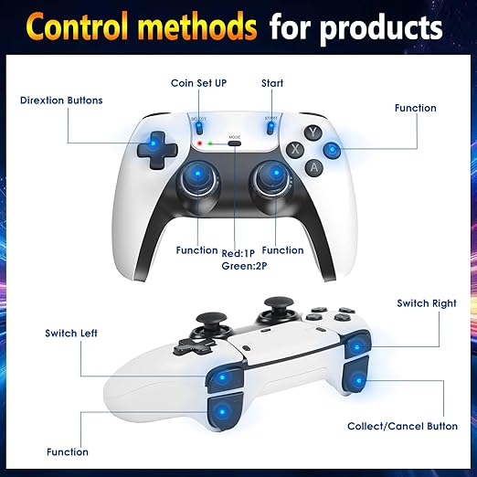 TEFELE 2026New Wireless Retro Game Console 23 Simulators and Over 40,000 Games Plug and Play 4K HD HDMI TV Game Stick 2.4G with Dual 2.4G Wireless Controllers(128G)
