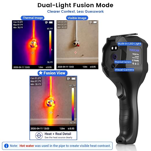 Thermal Imaging Camera, Dual-Light Infrared Thermal Camera for Home Inspection | 240×240 TISR Thermal Imager IR Camera, Smart Modes, 25Hz and -4°F to 1022°F for Water Leaks, HVAC, Electrical, Plumbing