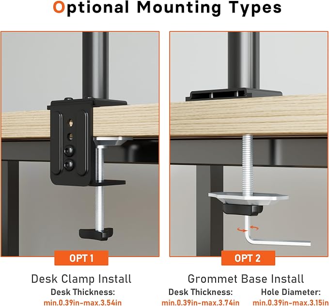Redbat Laptop Arm for Desk, Fully Adjustable Monitor Arm with Vented Tray for 13" to 32" LCD Screens and Notebook up to 17", Holds up to 22lbs, VESA 75/100 Compatible, Dual Mounting Options