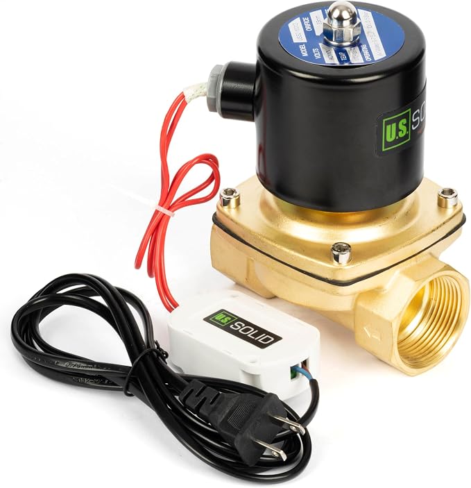 Solenoid Valve 1-1/4 in U.S. Solid Smart WiFi Brass 110V AC Normally Closed with App Remote Control for Water Irrigation and Automation