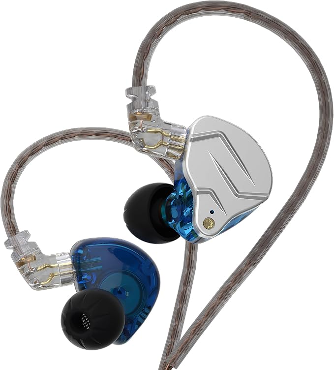 KZ ZSN Pro Dynamic Hybrid Dual Driver in Ear Earphones Detachable Tangle-Free Cable Musicians in-Ear Earbuds Headphones (Blue Without Mic) | Dynamic / balanced armature Hybrid Dual Driver in Ear Earphones Detachable Tangle-Free Cable Musicians Headphones