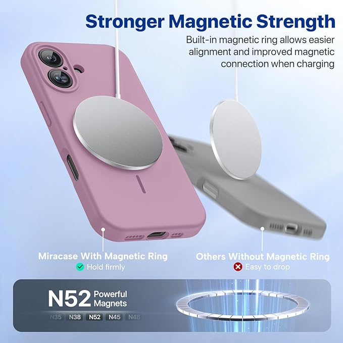 Miracase Magnetic for iPhone 16 Plus Case, [Soft Anti-Scratch Microfiber Lining], Magnetic for MagSafe, Liquid Silicone Shockproof Drop Protection Phone Case for 16 Plus,Blackcurrant