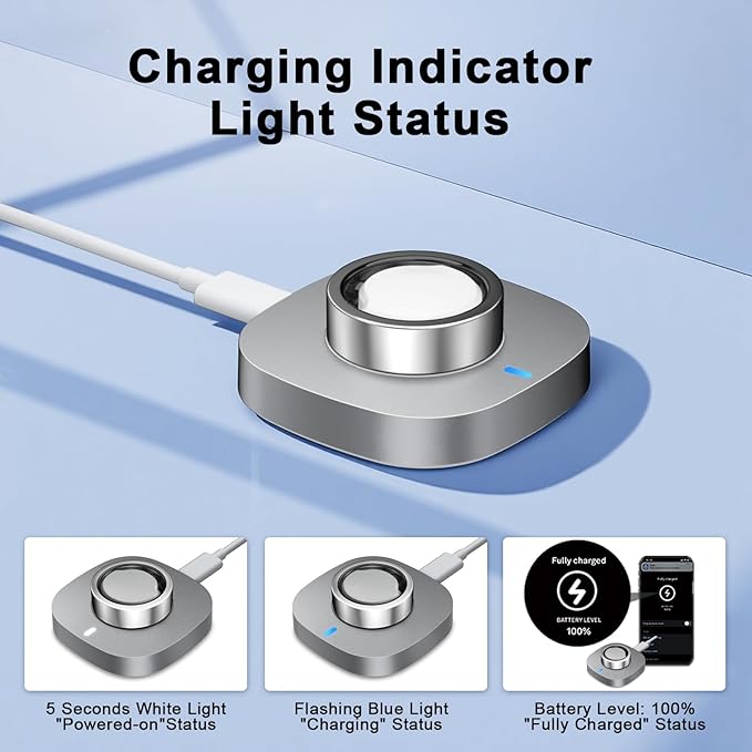 Charger Compatible with Aura-Ring Gen 3-Size 8,Fast Safe Charging Dock with USB-C Cable for Smart Ring