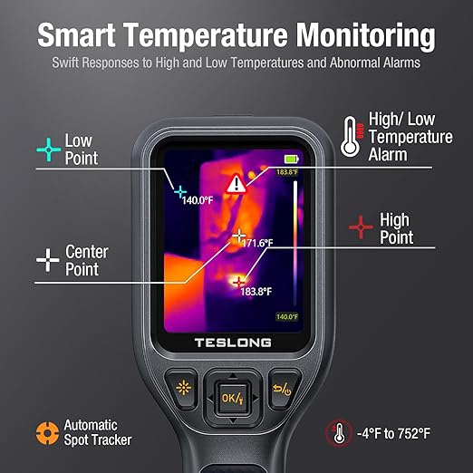 Teslong TTM120S Thermal Imaging Camera, Super Resolution 240 x 180, 3.2" LCD Screen Handheld 25 HZ Refresh Rate Infrared Imager, 120 x 90 IR Resolution