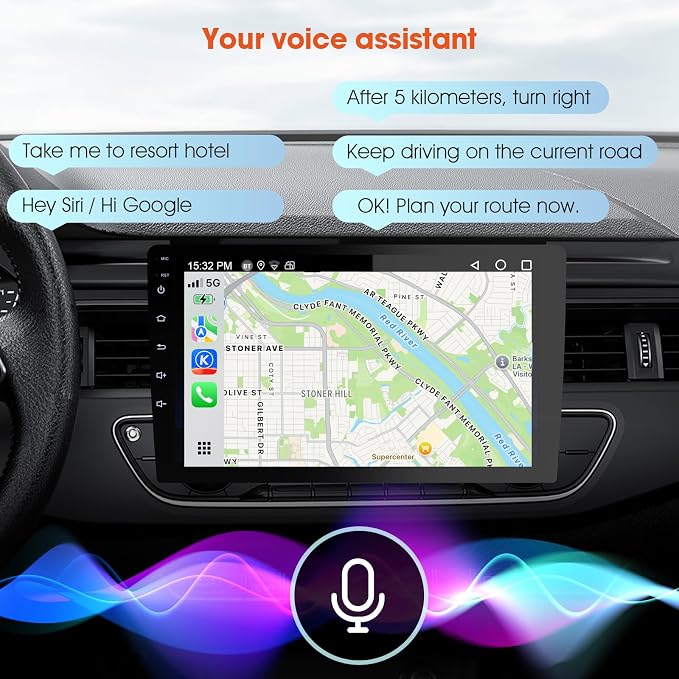 Haudio 9" Wireless Double Din Car Stereo,Apple Carplay an Android Auto 8 cores Radio Screen,Support Mirror Link,Bluetooth 5.0,FM/AM,Aux Input Car Audio Receivers,2 Din Autoradio with Backup Camera