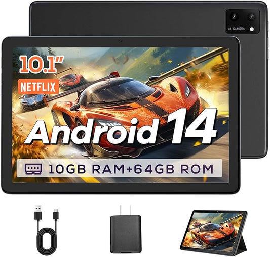 DigiLand 10.1 Inch Kids Tablet Ages 8-15,10GB RAM+64GB+256GB Expandable Storage,Octa-Core Processor,HD 800 x 1280 IPS Touchscreen Android Tablet 6000mAh Battery Dual Camera, WiFi 5,Best Gift (Gray)