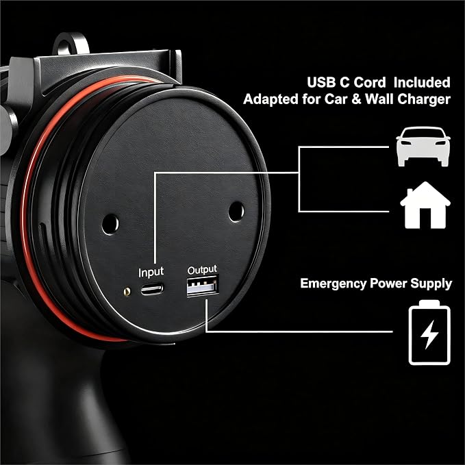 BUYSIGHT Rechargeable Spotlight Flashlight, TURE 800 lumens IPX7 Waterproof Flashlight Hunting Lamp with red Filter (Black)