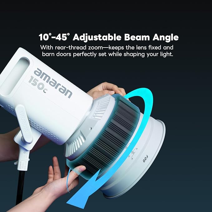 F20 Bowens Mount Fresnel Lens, 10 Times Brightening 10°-45° Focusable Fresnel Lens, Compatible with Aputure/Godox/Neewer COB Video Light(≤600W)