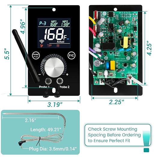 Universal WiFi PID Digital Thermostat for Traeger Control Panel Replacement for Pit Boss Controller for Asmoke Z Grills and More Wood Pellet Smoker with Temperature Meat Probe Grill Accessories