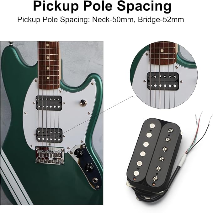 SAPHUE Alnico 2 Electric Guitar Pickup N-50 7-8K/B-52 8-9K Humbucker Alnico II Pickup Double Coil Pickup Guitar parts (Black)