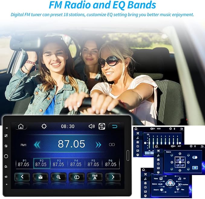 Hikity 10.1 Inch Single Din Car Stereo with Carplay Android Auto, Detachable Touch Screen Car Radio, Bluetooth FM Car Audio Receiver Support Mirror Link TF AUX USB SWC DVR Backup Camera